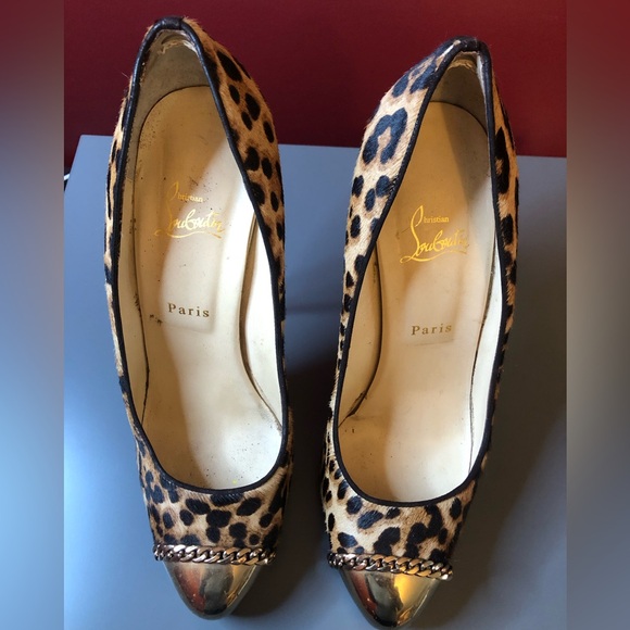Christian Louboutin Leopard Print Calf Hair Luxor Metalipp Pumps size 42 - Picture 2 of 6